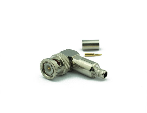 BNC Male Connector Right Angle CRIMP For RG59, RG62, RG140, RG210