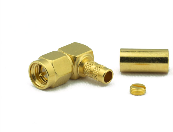 SMA Male Connector Right Angle CRIMP For RG55, RG142, RG223, RG400