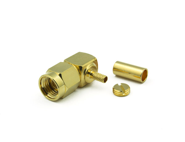 SMA Reverse Polarity Male Connector Right Angle CRIMP For RG188DS, RG316DS