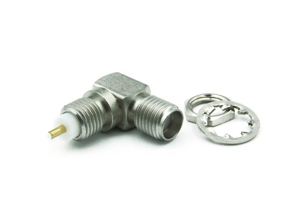 SMA Female Connector Right Angle Bulkhead Solder Cup Contact 