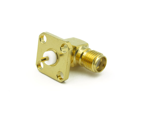 SMA Female Connector Right Angle-PM 4 HOLE Panel Mount Solder Cup Contact 